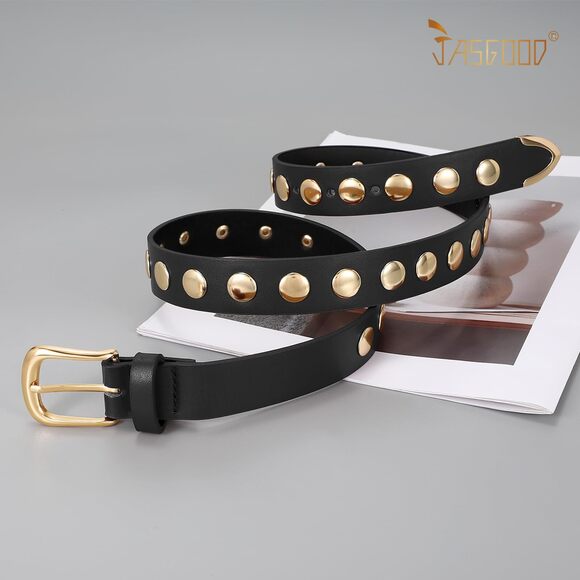 Women Fashion Leather Belt Punk Studded Belt For Jeans Pants 1176 - Picture 7 of 9